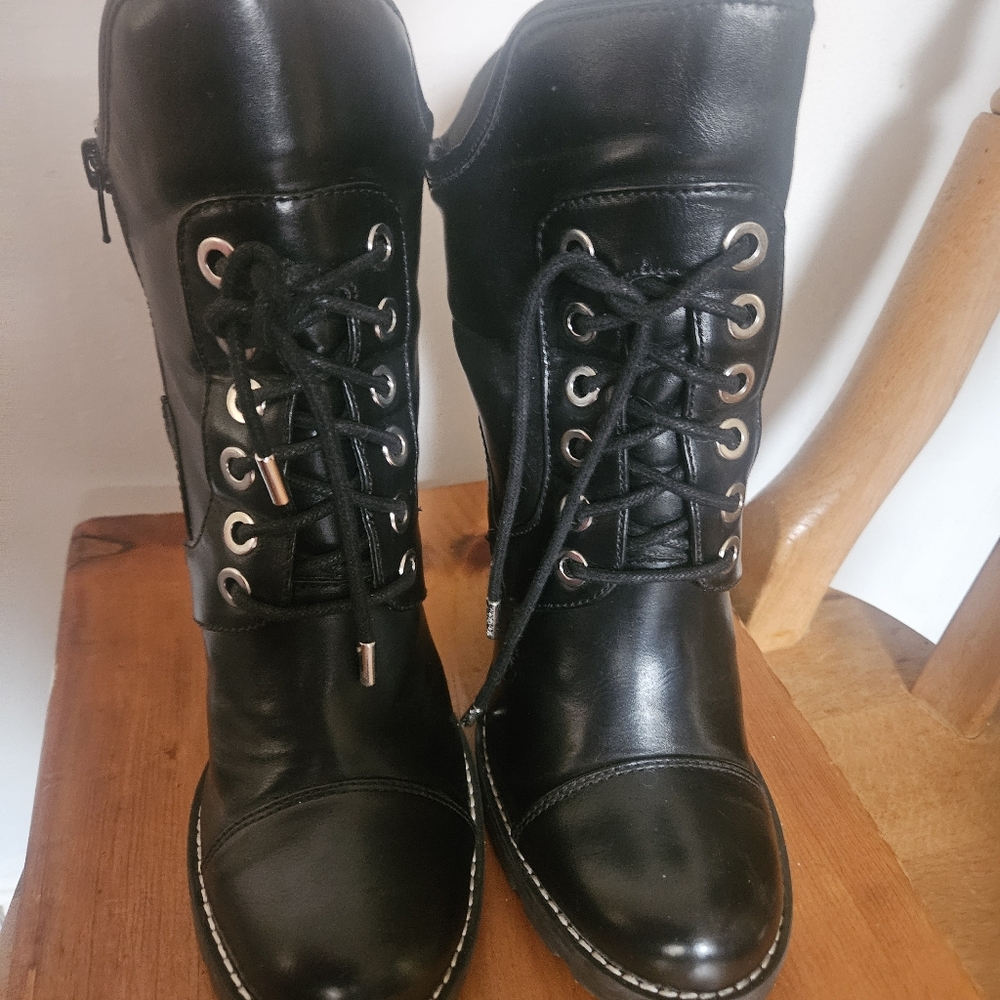 Sleek Black Lace-Up Women's Boots